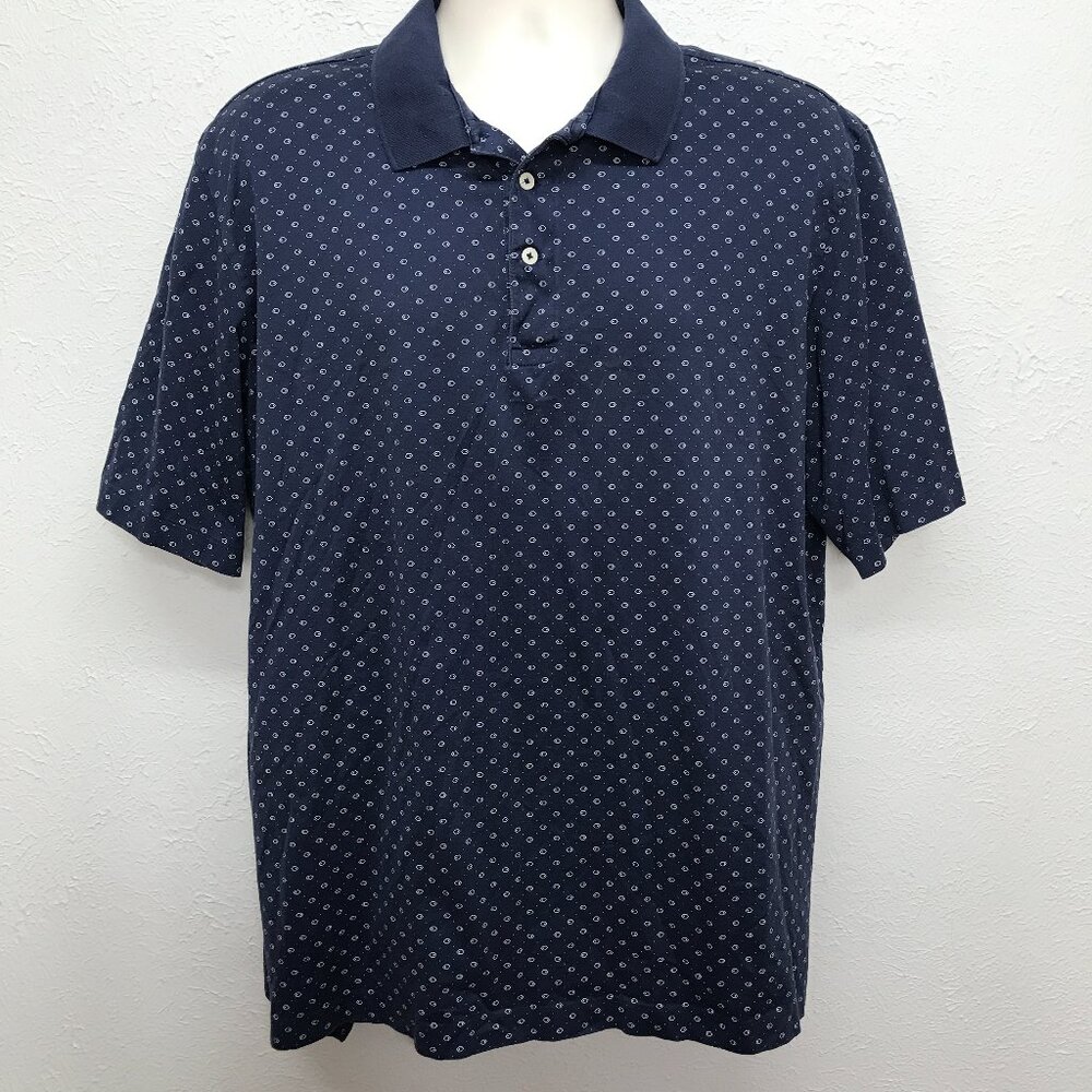 Polo Golf Ralph Lauren Shirt Mens XL Blue Geometric Pima Cotton Short Sleeve